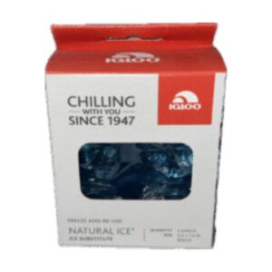 Boîte IGLOO Piche 1/2 Gallon Pro Gris rouge et blanc avec des packs de glace réutilisables Natural Ice bleus, pour garder les boissons au frais.