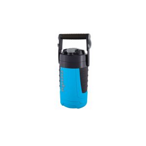Carafe isotherme IGLOO PICHET PROFORMANCE bleue et grise avec grande poignée noire et couvercle gris à visser, présentée pour une utilisation en extérieur.