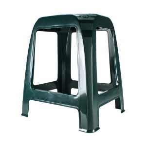 Fauteuil en plastique renforcé REF 1331 vert foncé, léger, avec quatre pieds carrés et côtés ouverts rectangulaires.